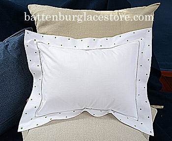 Pillow Sham. Swiss Polka Dot. Mint Green color. 12"x16" pillow